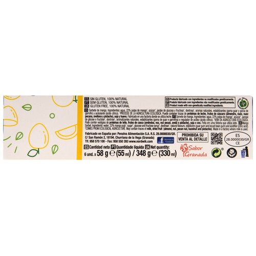 PALETTAS Polos ecológicos naturales de mango 6 x 55 ml.