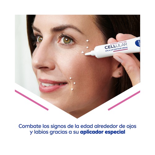 NIVEA Hyaluron cellular expert filler Cotorno de ojos y labios con ácido Fólico y 2 tipos de ácido Hialurónico 15 ml.