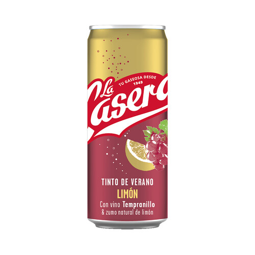 Tinto de verano con zumo natural de limón LA CASERA lata de 33 cl.