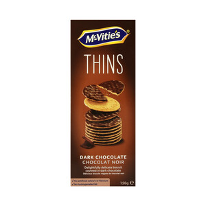 Mc VITIE'S Thins Galletas digestive con chocolate negro 150 g.