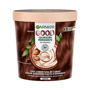 GARNIER Coloracion permanente sin amoniaco, tono 4.15 Castaño marrón glace GARNIER Good.