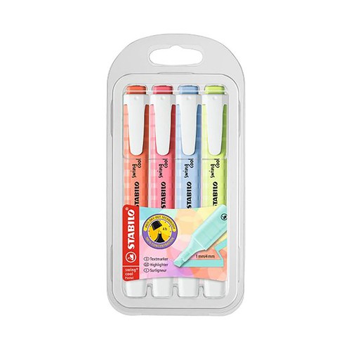 Marcadores STABILO Swing cool pastel, 4 unidades.