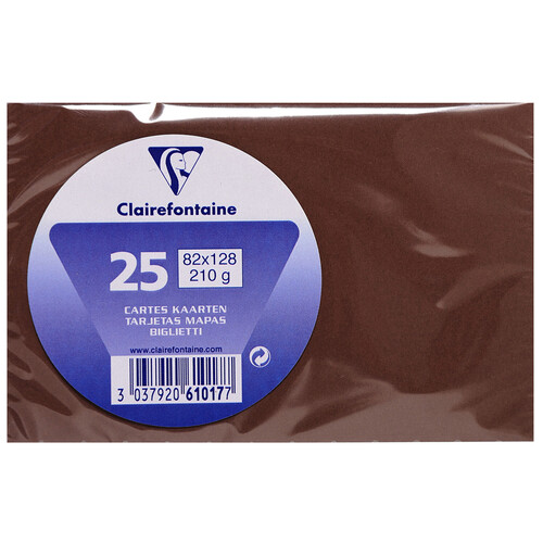 Lote de 25 tarjetas de visita de tamaño 82 x 128 mm, peso de 210 g color chocolate CLAIREFONTAINE.