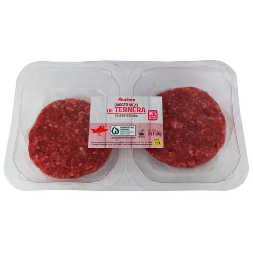 AUCHA Hamburguesas de ternera origen español 2 x 150 g Producto Alcampo.