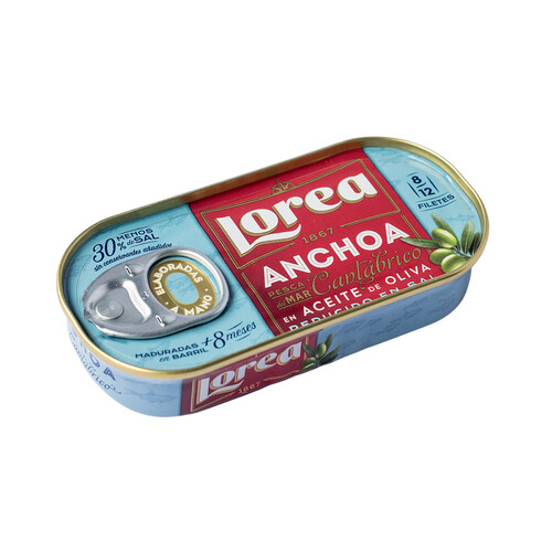 LOREA Filetes de anchoa del Cantábrico en aceite de oliva LOREA 30 g.