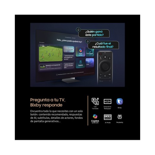 Televisión 165,1cm (65"") QD MINILED SAMSUNG TQ65QNE1F, 4K, Tizen, Dolby audio,  2 x USB, 4HDMI, color negro, 144Hz.