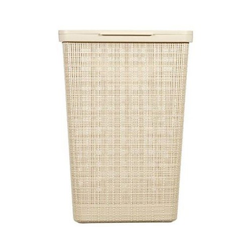 Cesto pongotodo de plástico con tapa, color crema, 58 litros, Jute CURVER.