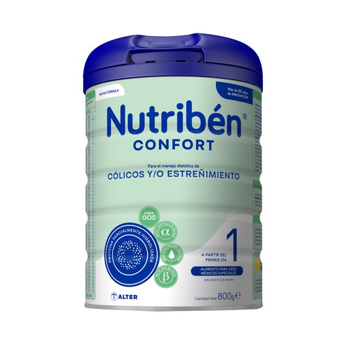 NUTRIBÉN Confort Leche (1) de inicio de fácil digestión, para lactantes a partir del primer día 800 g.