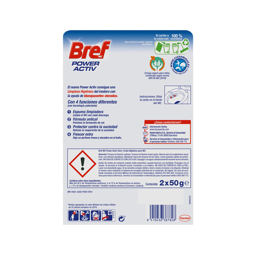 BREF Colgador WC cloro BREF POWWER ACTIV 2 x 50 g.