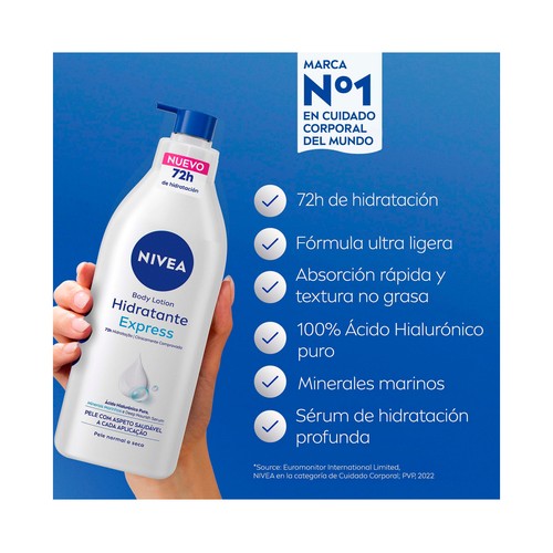 NIVEA Crema corporal hidratante express, para pieles normales y secas 400 ml.