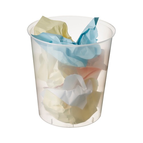 Papelera de plástico con capacidad 18 litros 290x310 mm color transparente, ARCHIVO 2000.