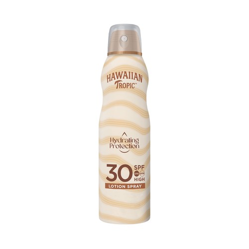 HAWAIIAN TROPIC Hidrating protection Bruma seca de aceite solar en spray, con factor de protección 30 (alto) 177 ml.