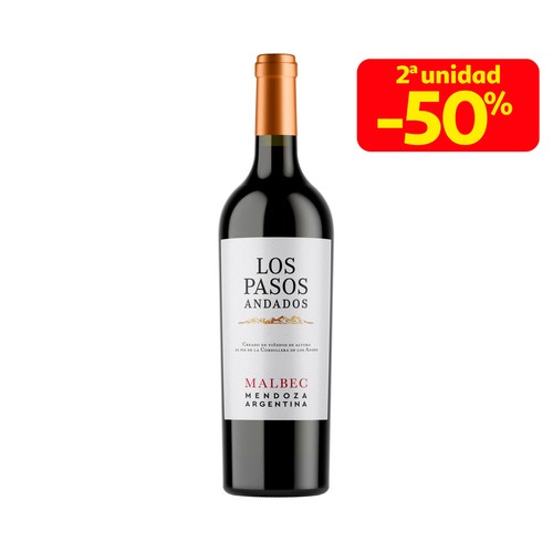 LOS PASOS ANDADOS vino tinto Malbec con D.O.Luján de Cuyo-Producto de Argen botella 75 cl.