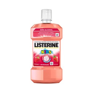 LISTERINE Kids Enjuague bucal sin alcohol y sabor a frutos rojos, especial niños 250 ml.