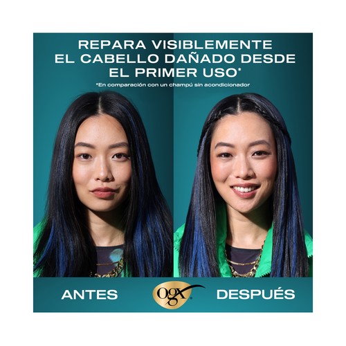 OGX Champú reparador con aceite de Argán de Marruecos, para cabellos secos y dañados 385 ml.