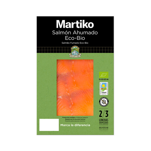 Salmón ahumado noruego ecológico MARTIKO 80 g.