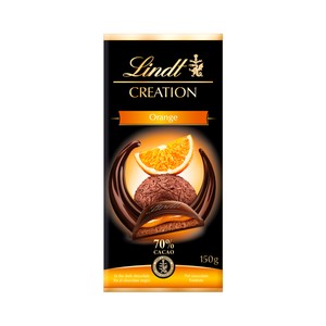 LINDT Chocolate negro con relleno de mousse de chocolate negro y con relleno de naranja 150 g.