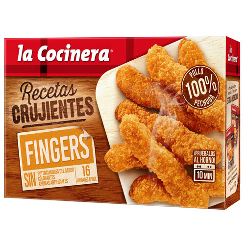 LA COCINERA Fingers de pollo (pollo empanado y prefrito) Recetas crujientes 320 g.
