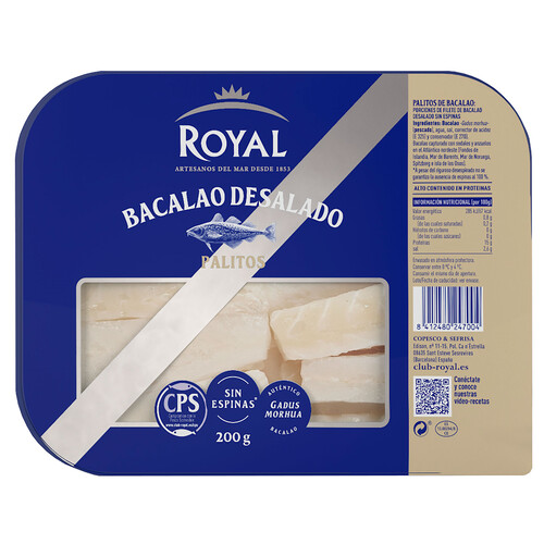 Alcampo ROYAL Bacalao desalado en palitos ROYAL 200 gramos