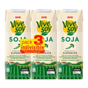 PASCUAL bebida vegetal (100%) de soja calidad superior 3 x 250 ml.