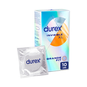 Imagen de DUREX Preservativos extra lubricados de silicona y grosor fino DUREX Invisible xl 10 uds.