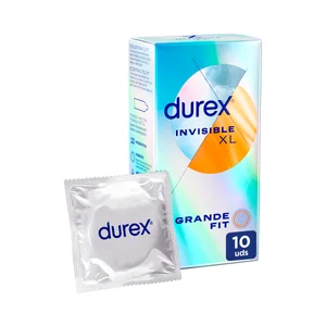 DUREX Preservativos extra lubricados de silicona y grosor fino DUREX Invisible xl 10 uds.