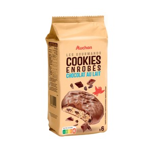 Producto Alcampo Les Gourmands Galletas Cookies Recubiertas de Chocolate con Leche 180 G.
