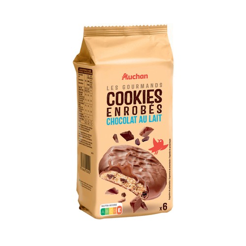 PRODUCTO ALCAMPO Les gourmands Galletas (cookies grandes) recubiertas de chocolate con leche 180 g.
