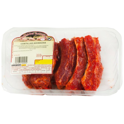 Bandeja de costillas de cerdo adobadas y troceadas CAYSAN