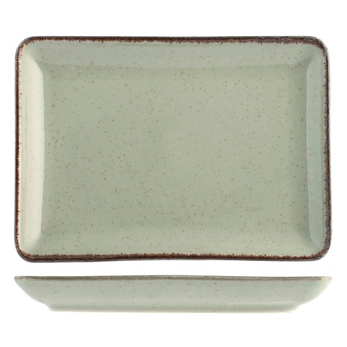 Plato rectangular fabricado en porcelana, color verde, 13 cm, Pearl PENGO.