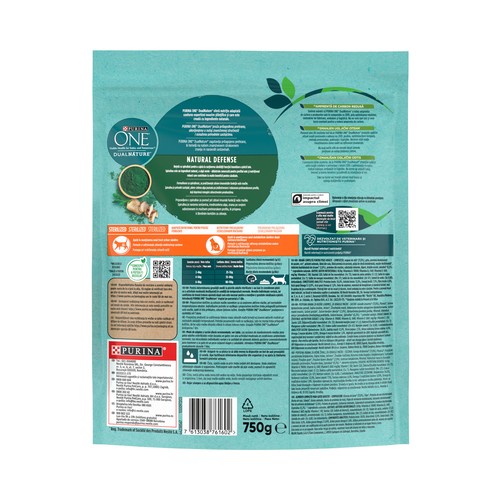PURINA One dual nature Alimento para gatos adultos esterilizados, que ayuda a reforzar sus defensas 750 g.