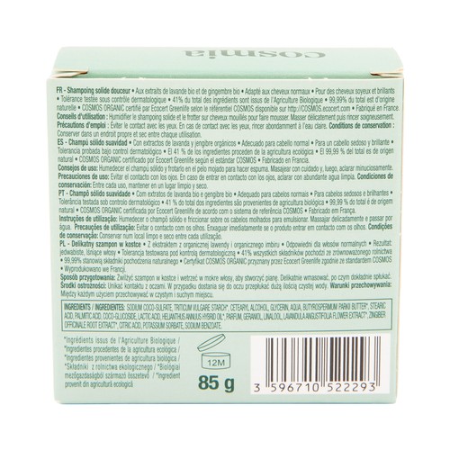COSMIA Bio Champú sólido con acción suavizante, para cabellos normales 85 g.