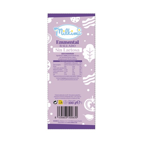 MILKIMI Queso emmental sin lactosa MILKIMI 100 g.