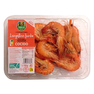 Imagen de ALCAMPO CULTIVAMOS LO BUENO Langostinos cocidos Jumbo 30/40 pzs kilogramo 350 g.