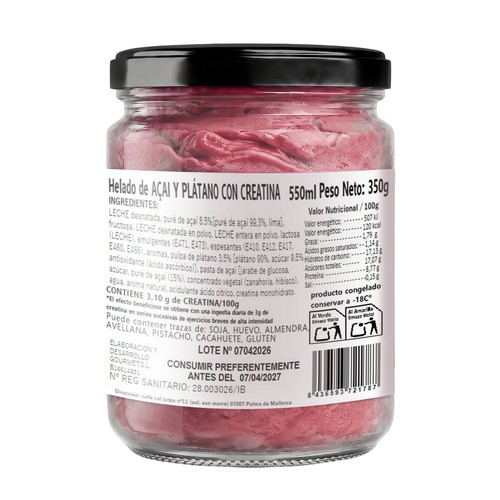 MURMUI Tarro de helado de açai con plátano y creatina - 550ml.
