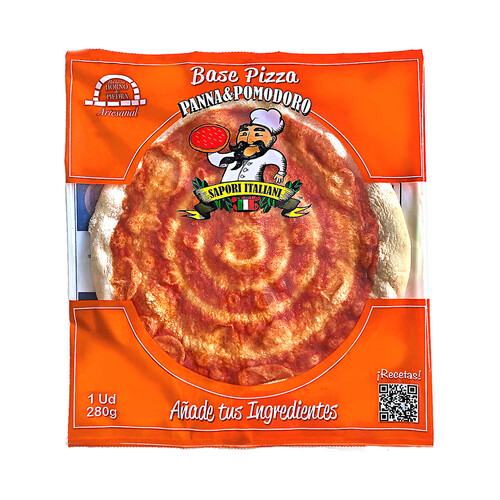 PANNA & POMODORO Base para pizza con tomate precocida en horno de piedra PANNA & POMODORO 280 g.