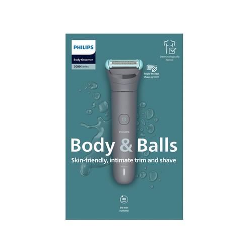 Afeitadora corporal PHILIPS Body Groomer 3000 BG3475/15, autonomía 80 min, uso en seco y humedo.