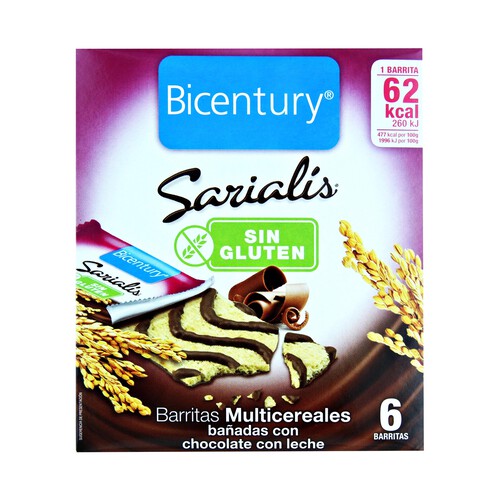 BICENTURY Barritas multicereales con chocolate SARIALÍS de BIOCENTURY 78 g.