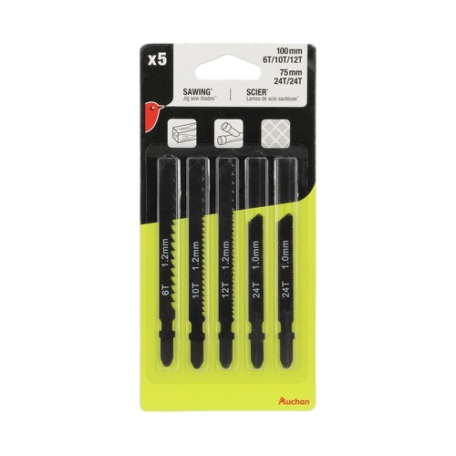 Pack 5 hojas sierra madera melamina tipo bosch, PRODUCTO ALCAMPO
