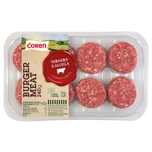 Bandeja con mini burger meat de ternera gallega COREN 8 x 30 g.