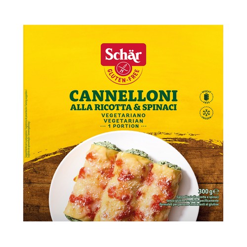 SCHÄR Canelones sin gluten rellenos de queso Ricotta y espinacas 300 g.