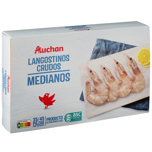 AUCHAN Langostinos medianos 35 / 45, crudos y ultracongelados 700 g (P.N) Producto Alcampo.