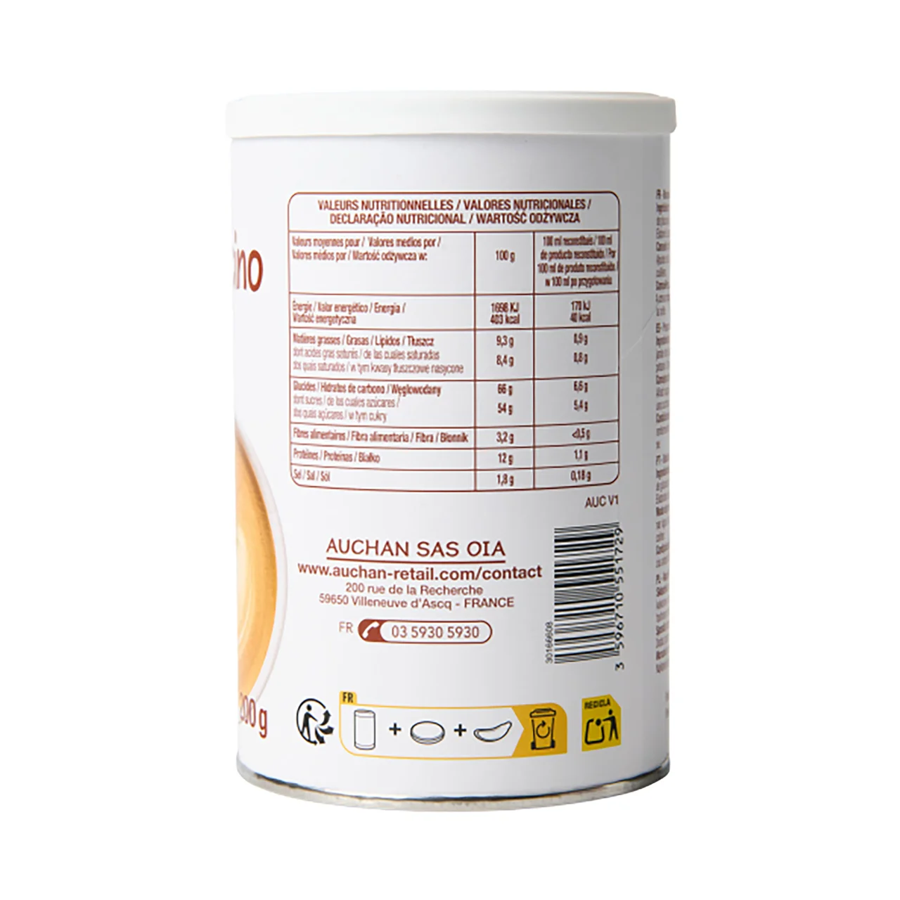 PRODUCTO ECONÓMICO ALCAMPO Café soluble cappuccino bote 200 g.
