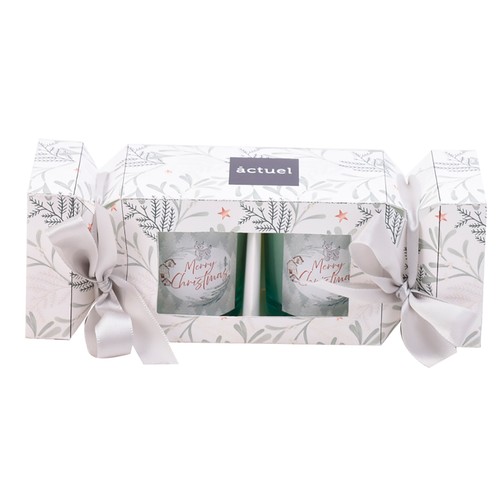 Set de Regalo 2 piezas Vaso con Vela decoración Navidad, ACTUEL