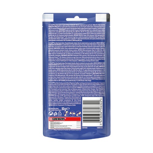 FELIX Snacks para gatos sabor a pescado horneado y gambas, Play Tubes PURINA FÉLIX 50 g.
