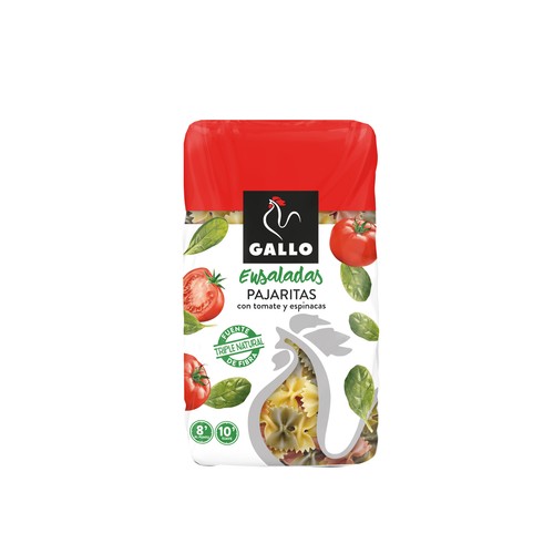 GALLO Pasta pajarita con espinacas y tomate 450 g.