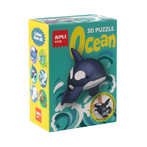 Manualidad animal marino 3D modelo orca. APLI KIDS