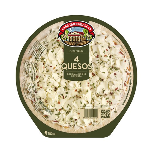 CASA TARRADELLAS Pizza fresca 4 quesos cocida al horno de piedra CASA TARRADELLAS 390 g.