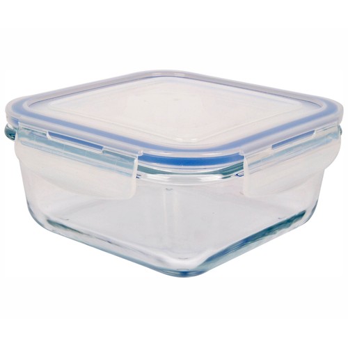 Recipiente de vidrio con tapa hermética, capacidad de 0,7 litros, 15x15x7 centímetros TABERSEO.
