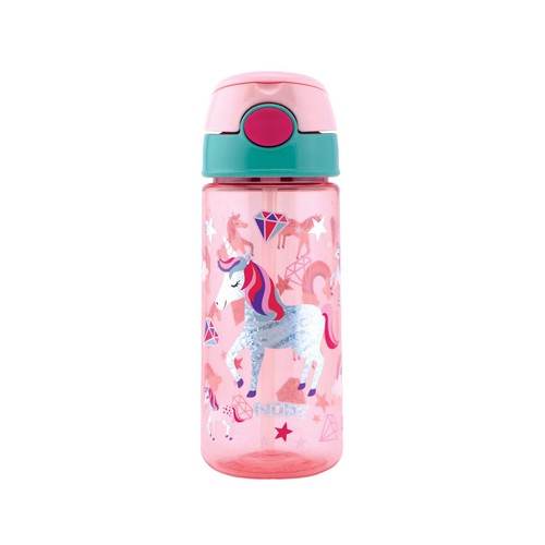 Taza con botón push y pajita para niños, estampado unicornio, NUBY.